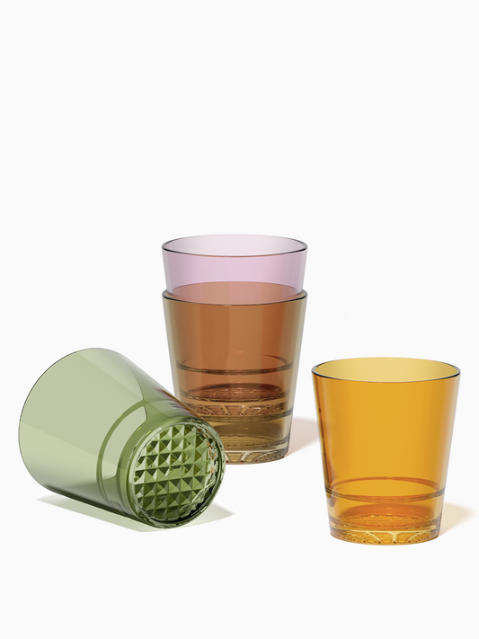 12oz Diamond Double Old Fashioned - Mixed Color Set