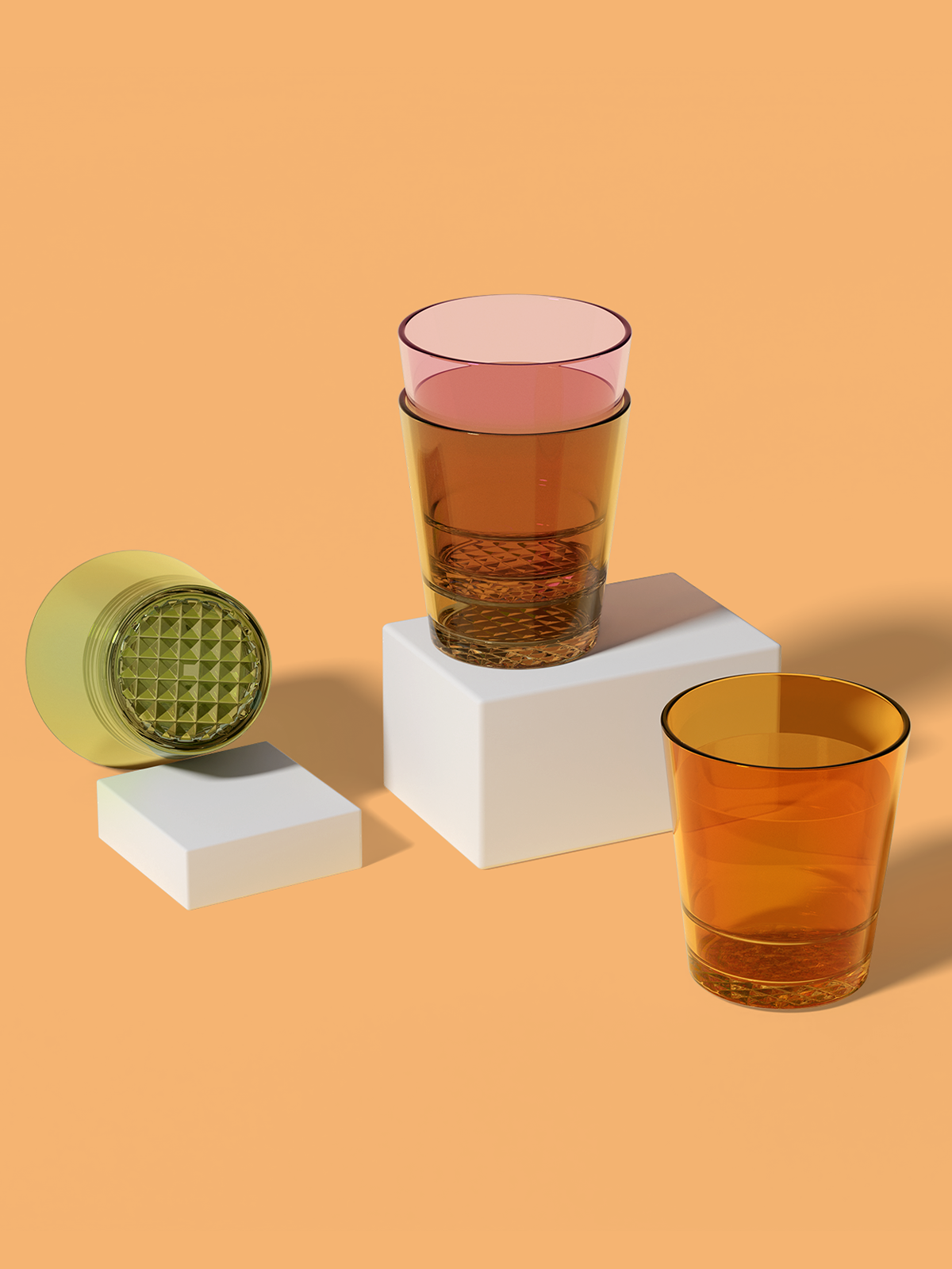 12oz Diamond Double Old Fashioned - Mixed Color Set