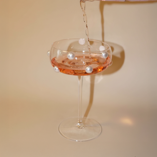 Premium Elegant Mouth-Blown Dot Champagne Coupe Glasses - Set of 2