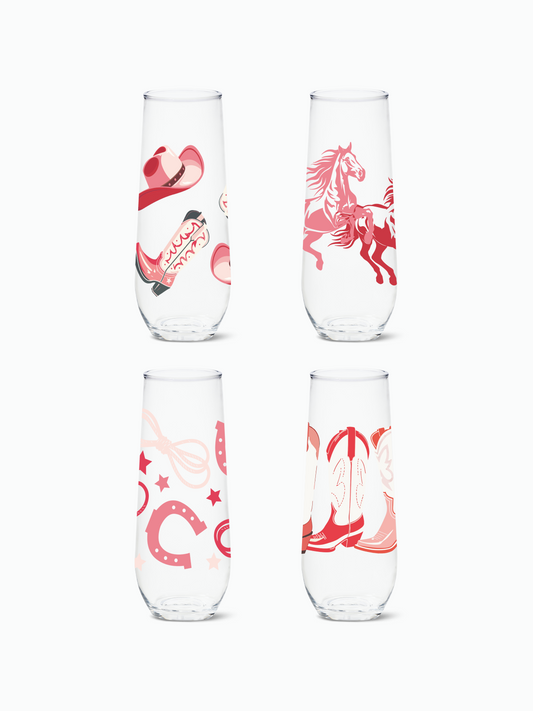 Pink Wild West 2.0 - RESERVE 9oz Stemless Champagne Tritan™ Copolyester Glass-0