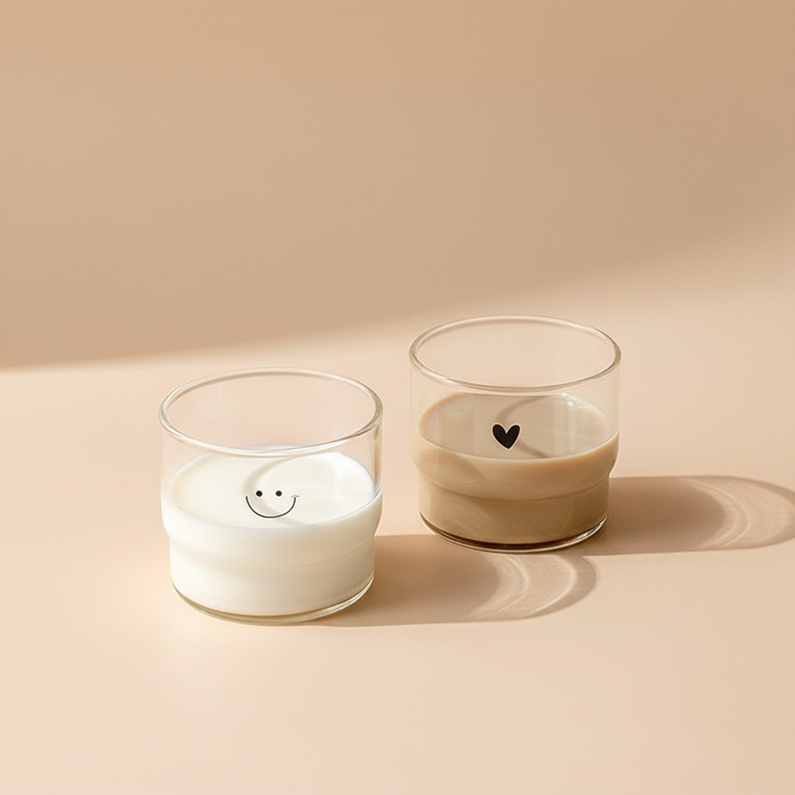 Heart +Cute Face Coffee Cup - 315ml