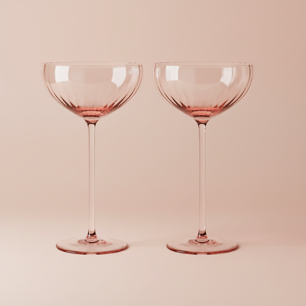 Pink Coupe Glasses – 12oz Set of 2