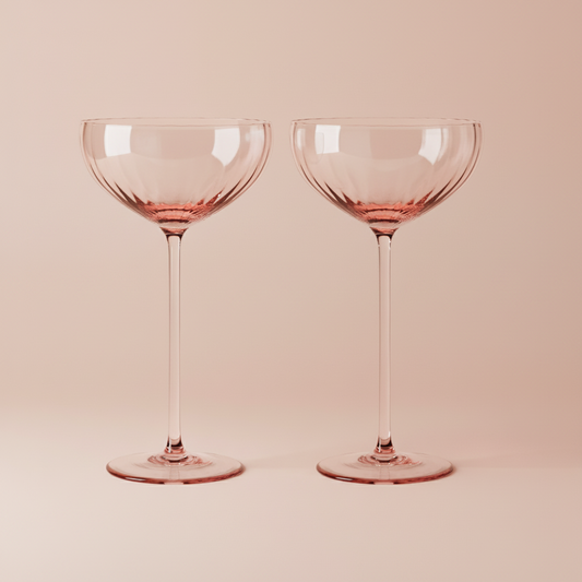 Pink Coupe Glasses – 12oz Set of 2