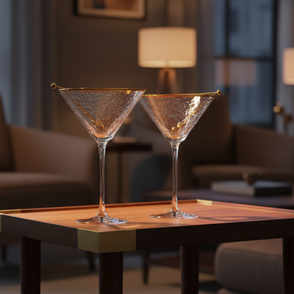 Hammered Cocktail Glasses with Pick - Set of 2