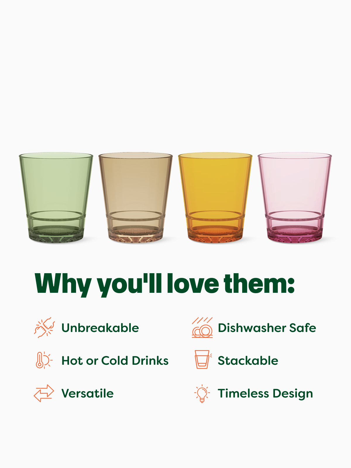 12oz Diamond Double Old Fashioned - Mixed Color Set