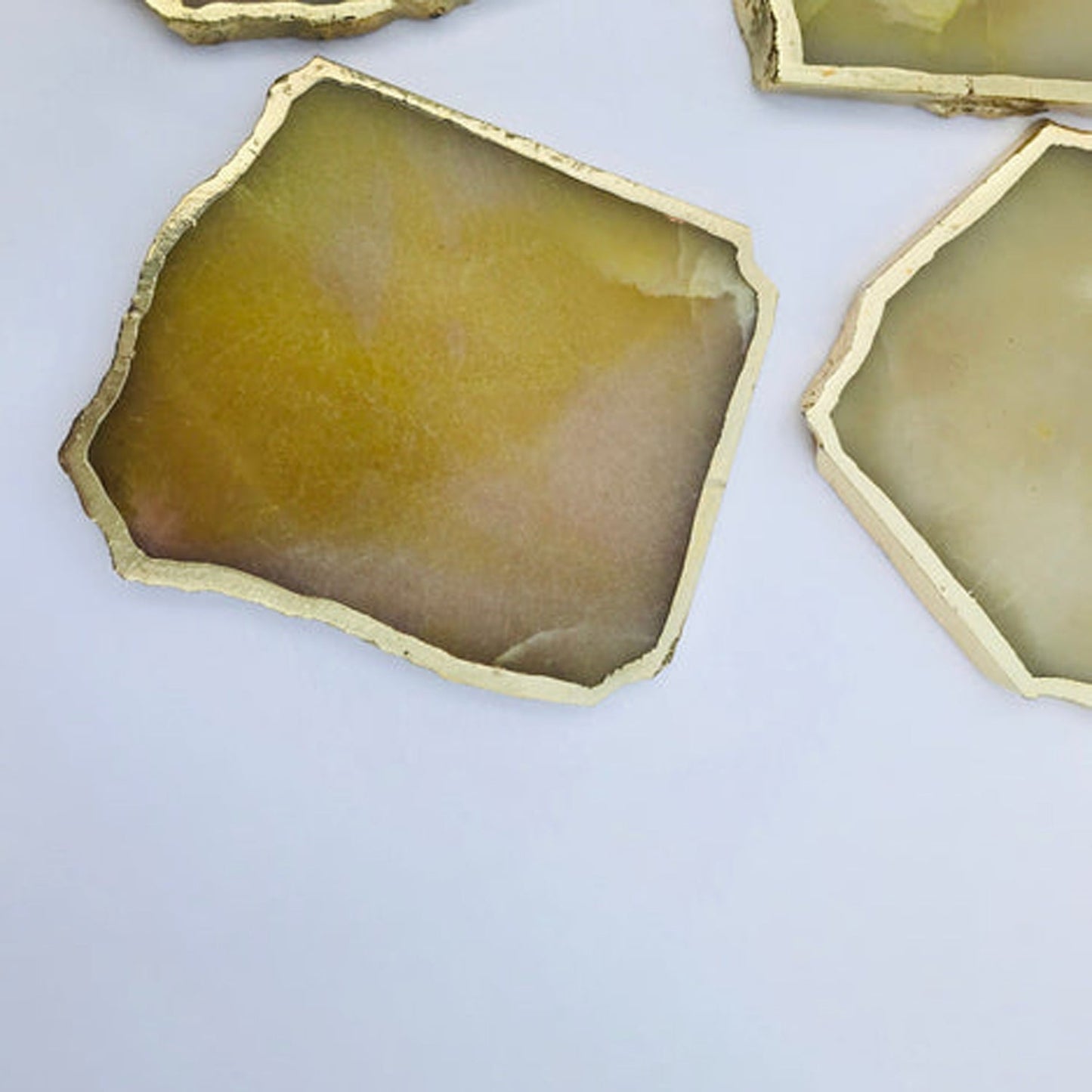 Mustard Agate Aventurine Set of 4 Coasters