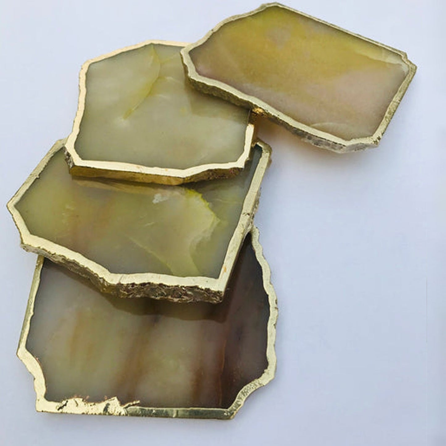 Mustard Agate Aventurine Set of 4 Coasters