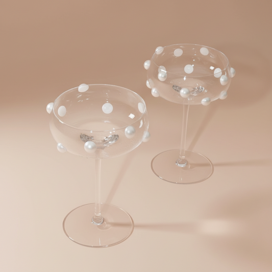 Premium Elegant Mouth-Blown Dot Champagne Coupe Glasses