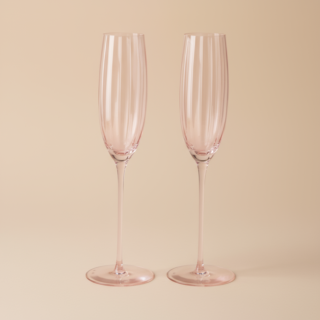 Pink Champagne Flutes - 8oz Set of 2
