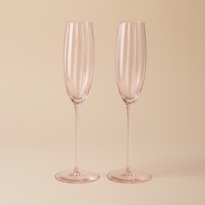 Pink Champagne Flutes - 8oz Set of 2