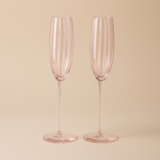 Pink Champagne Flutes - 8oz Set of 2