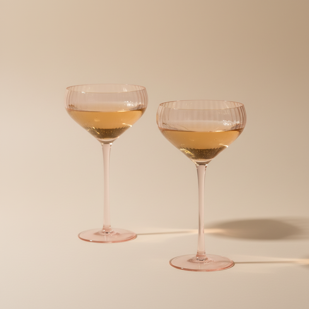 Pink Coupe Glasses – 12oz Set of 2