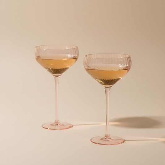 Pink Coupe Glasses – 12oz Set of 2