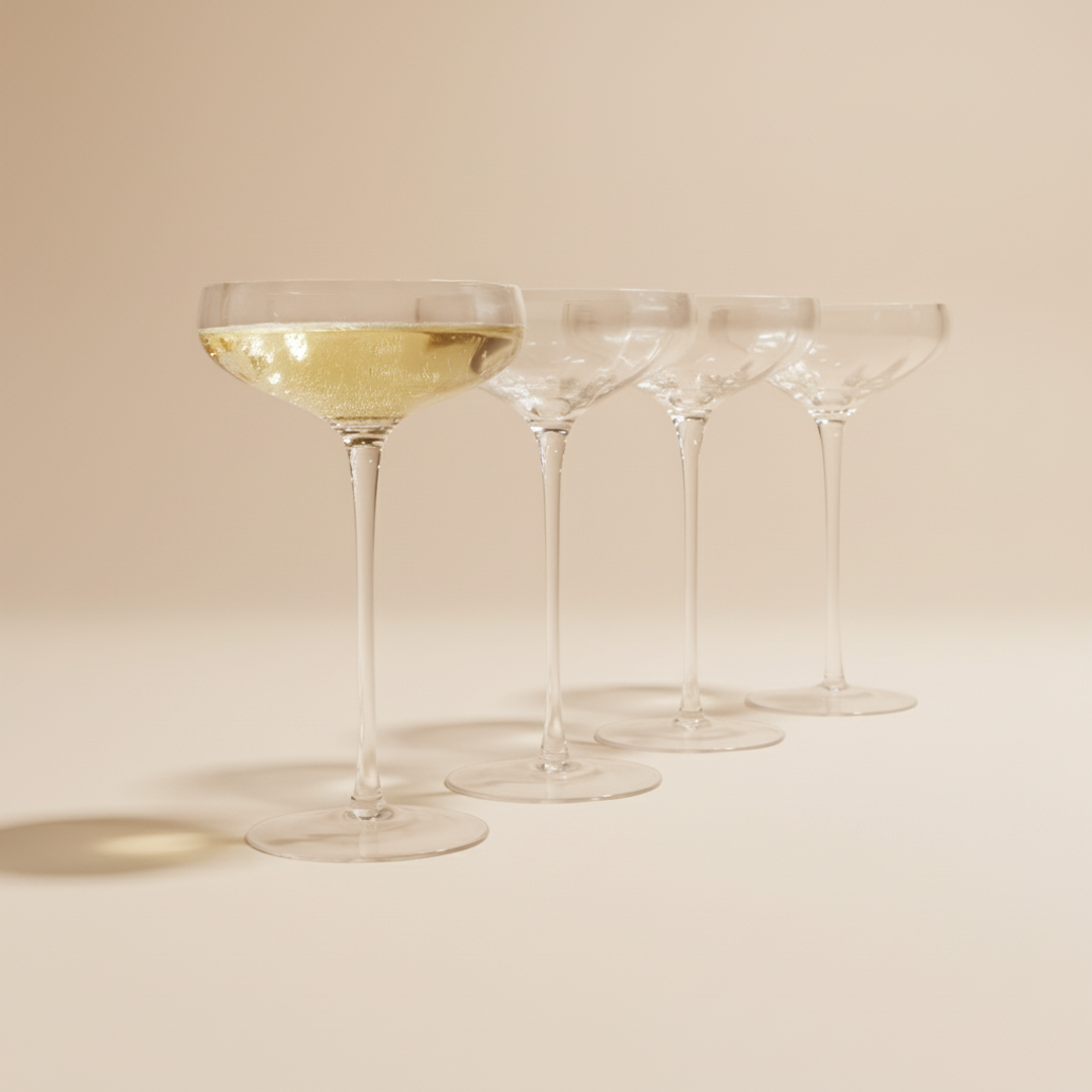 Rounded Coupe Cocktail Glasses - 8 oz Set of 4