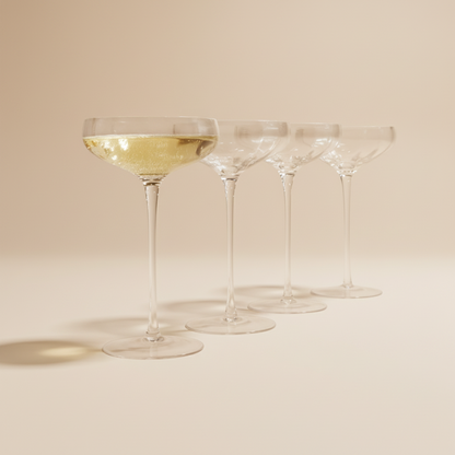 Rounded Coupe Cocktail Glasses - 8 oz Set of 4