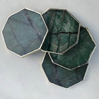 Sage Green Agate Octagon Coasters Set - Set of 4