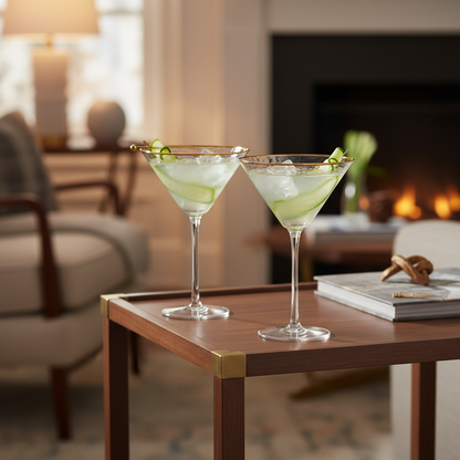 Hammered Cocktail Glasses with Pick - Set of 2