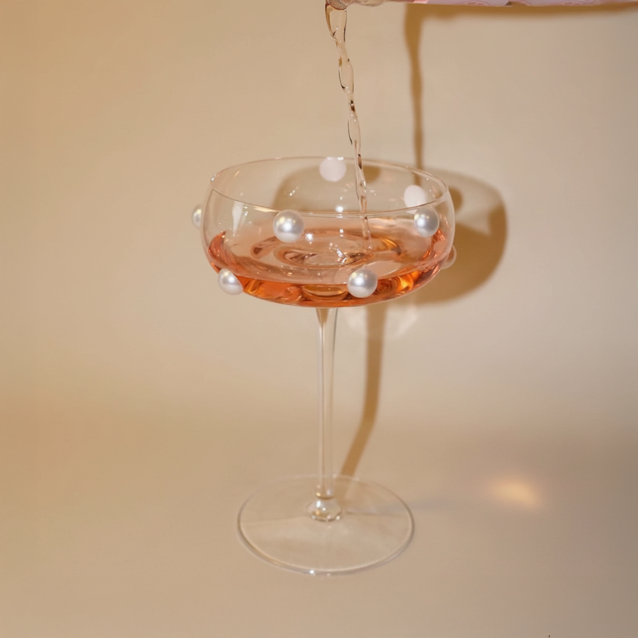 Premium Elegant Mouth-Blown Dot Champagne Coupe Glasses