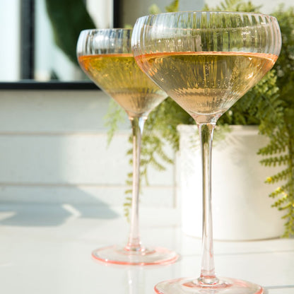 Pink Coupe Glasses – 12oz Set of 2