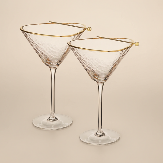 Hammered Cocktail Glasses with Pick - Set of 2