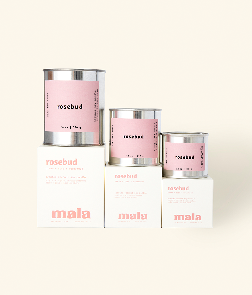 Mala the Brand Rosebud | Cream + Rose + Cedarwood Candle