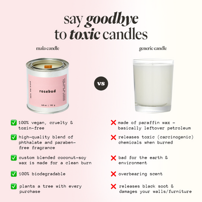 Mala the Brand Rosebud | Cream + Rose + Cedarwood Candle